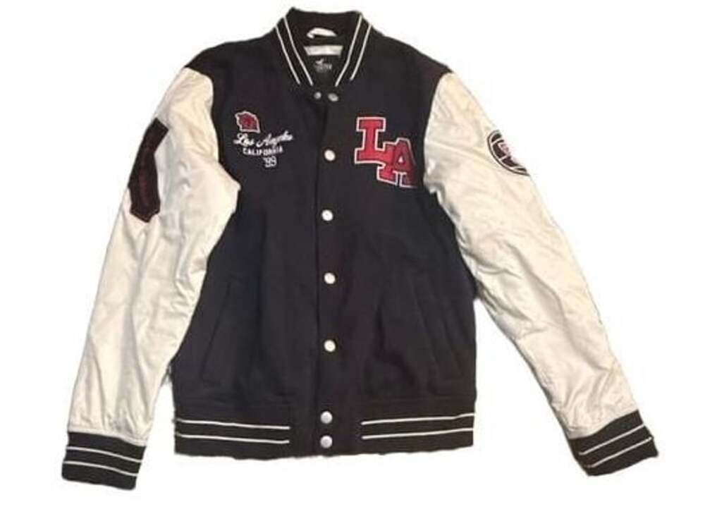 Hollister Los Angeles Varsity Jacket Size M Black White